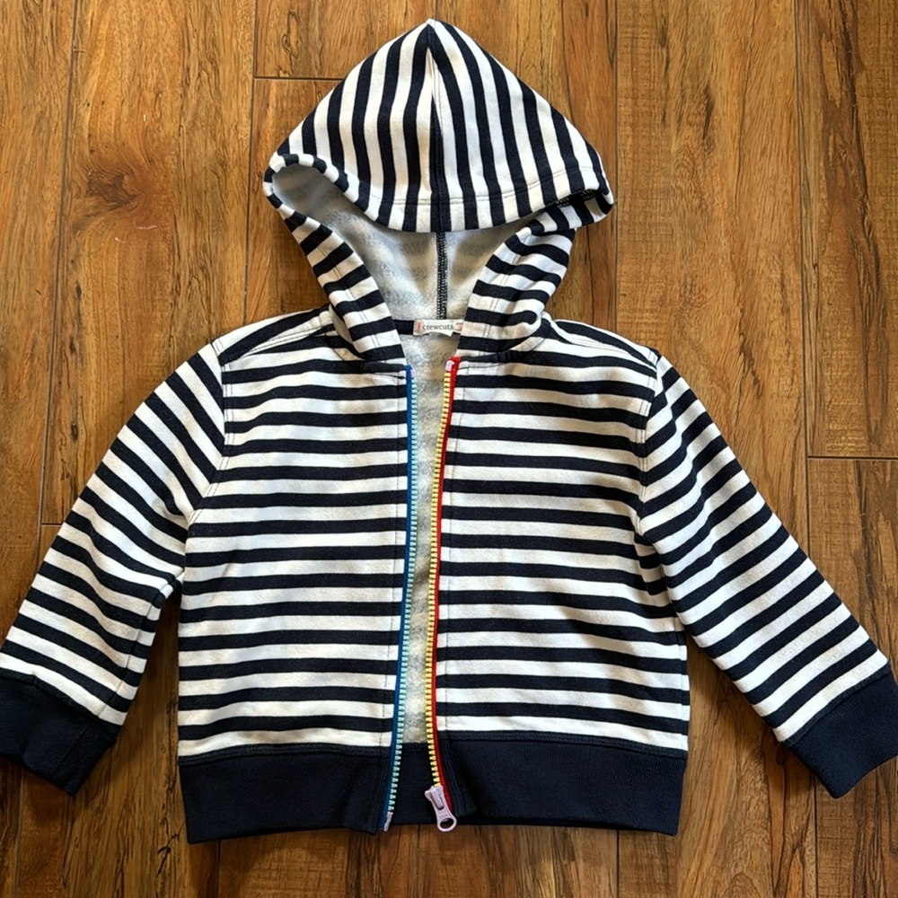 Crewcuts Navy/White Sweatshirt with rainbow zipper Size 2T